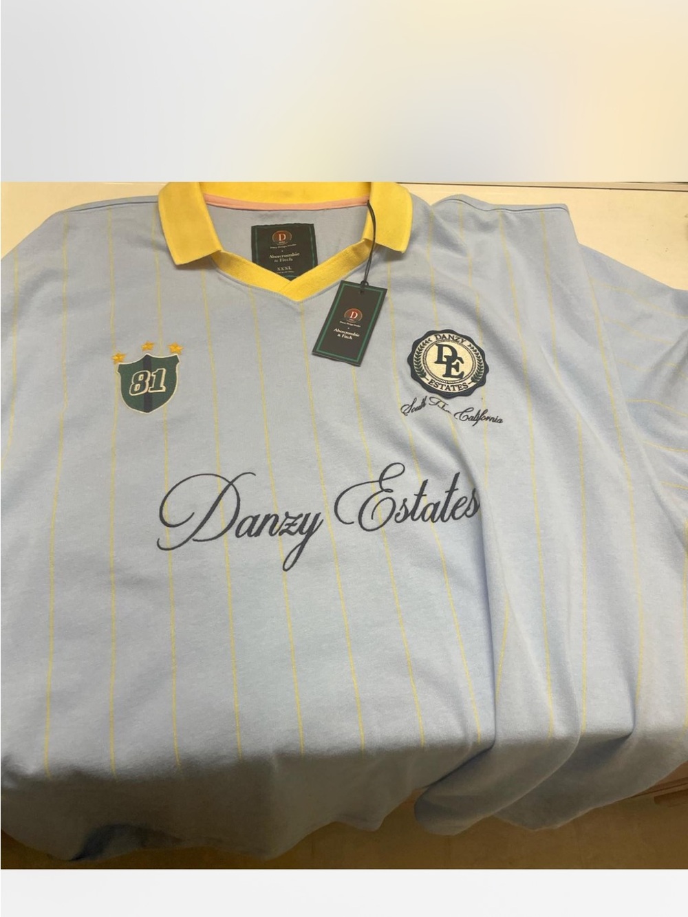 Abercrombie & Fitch Light Blue Polo with Yellow Trim